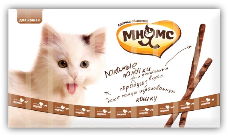 Мнямс Лакомые палочки 13,5см для кошек индейка,ягнёнок 10х5г