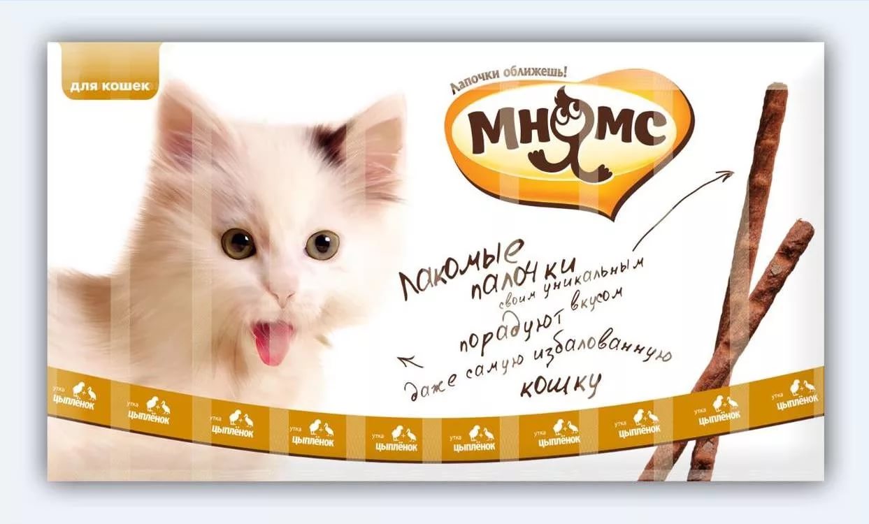 Мнямс Лакомые палочки 13,5см для кошек цыплёнок,утка 10х5г