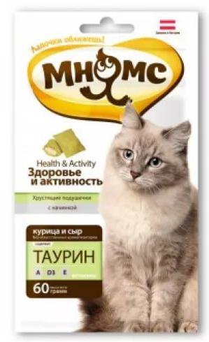 Мнямс Здоровье и активность Хрустящие подушечки для кошек курица,сыр 60г
