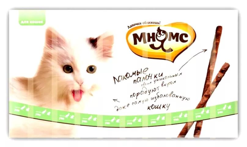 Мнямс Лакомые палочки 13,5см для кошек утка,кролик 10х5г