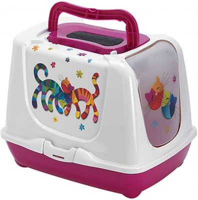Moderna Закрытый туалет Trendy Cat Friends Forever с совком 57х45х42,6см (ярко-розовый)
