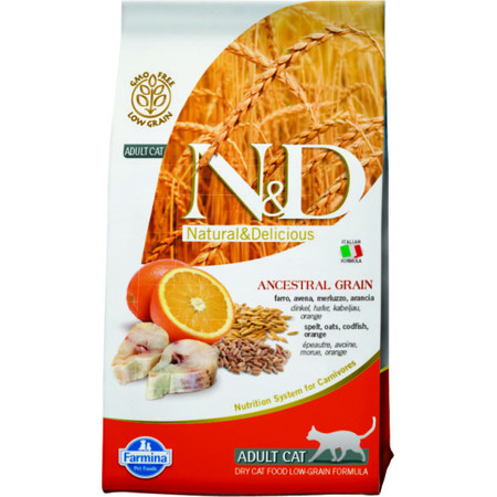 N&D Cat Godfish Ocean Малозерновой корм для взрослых кошек треска,апельсин