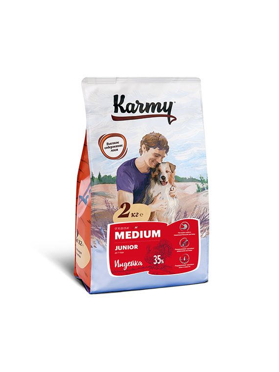 Karmy Junior Medium Корм для Щенков средних пород Индейка 2кг
