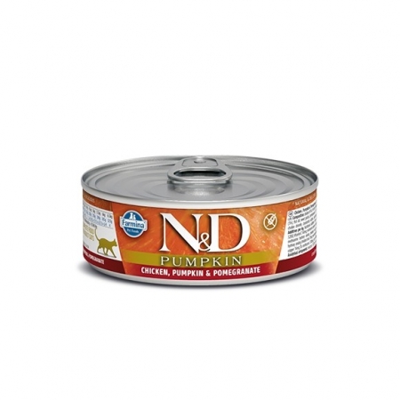 N&D Cat Pumpkin ж/б Консервы для взрослых кошек курица,тыква,гранат 80г