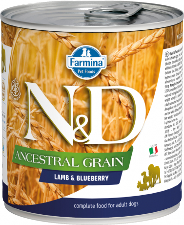 N&D Dog Ancestral ж/б Консервы для собак всех пород ягнёнок,черника,спельта 285г