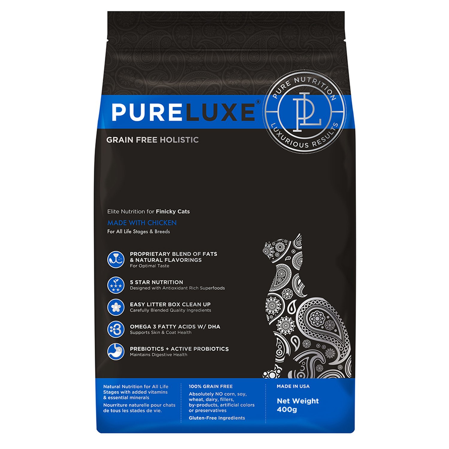 PureLuxe Cat GF Корм для привередливых кошек курица 400г