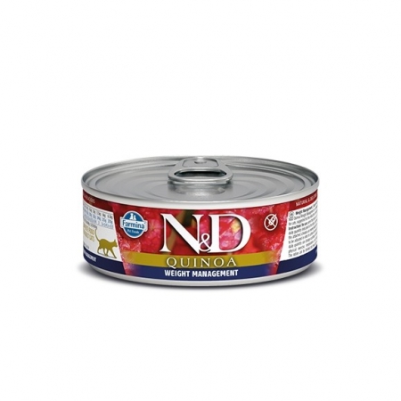 N&D Cat Quinoa Weight Management ж/б Консервы для кошек контроль веса 80г