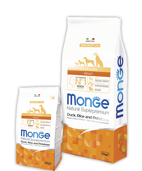 Monge Dog Speciality Корм для собак всех пород утка,рис,картофель 2,5кг