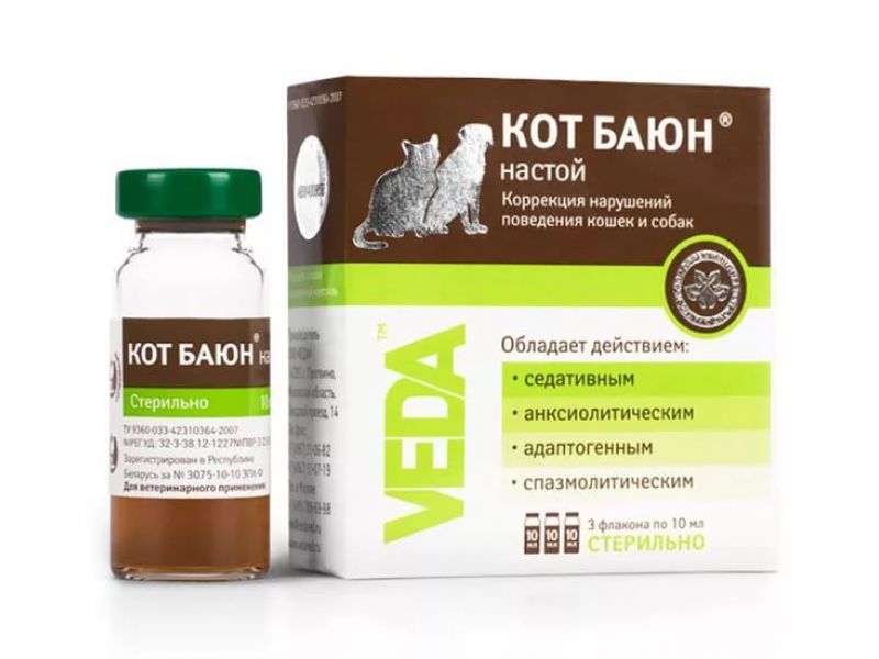 Кот Баюн (Настой) Коррекция нарушений поведения кошек и собак 3 х 10мл.