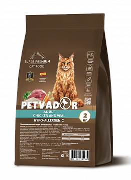 PETVADOR Super Premium Cat ADULT корм для кошек Курица и Телятина