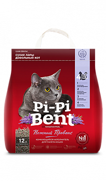 Наполнитель Pi-Pi-Bent Нежный Прованс комкующийся для кошачьего туалета крафт-пакет 5кг