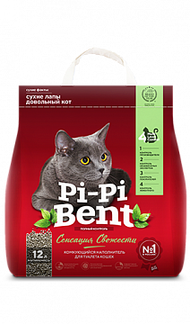 Наполнитель Pi-Pi-Bent Сенсация свежести комкующийся для кошачьего туалета крафт-пакет 5кг