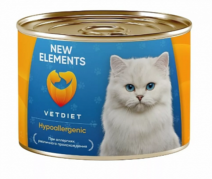 NEW ELEMENTS Hypoallergenicт для кошек при Аллергии ж/б 240г