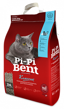 Наполнитель Pi-Pi-Bent Классик комкующийся для кошачьего туалета крафт-пакет 10кг